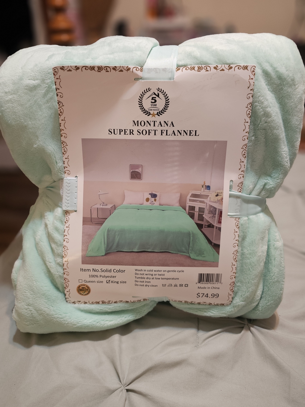 Buyers Choice... Super Soft Flannel Bed Blanket - Mint Green Or Blue